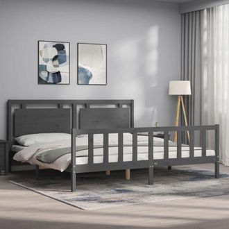 vidaXL Vidaxl - Bed Frame without Mattress Grey 200x200 cm Solid Wood Pine
