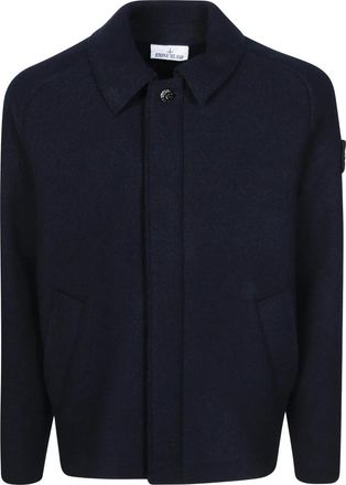 Stone Island Jassen, Heren, Blauw, M, Wol, Wool Cardigan