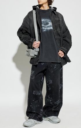 Balenciaga T-shirt With Printed Logo, Mens, Grey