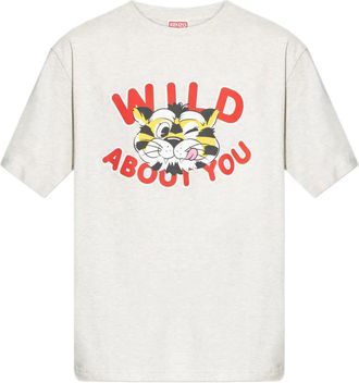 Kenzo T-shirt Wild Tiger con stampa - Grigio