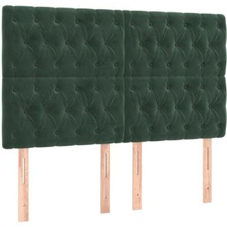 vidaXL Cabecero Con Luces Led Terciopelo Verde Oscuro 144x7x118/128 Cm Vidaxl