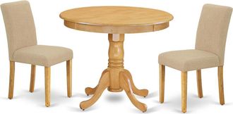 East West Furniture Dining Room Set Oak, ANAB3-OAK-04