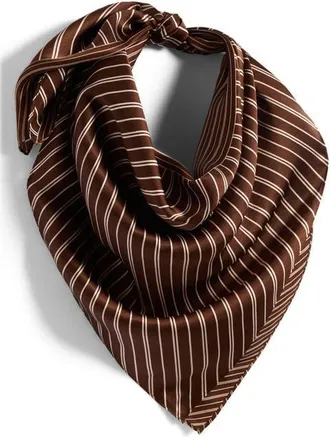 Rag & Bone Gia Silk Square Scarf in Brown Stripe at Nordstrom