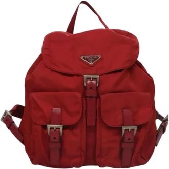 Prada Pre-owned Backpacks, female, Red, Size: ONE SIZE Pre-owned Nylon Backpack
