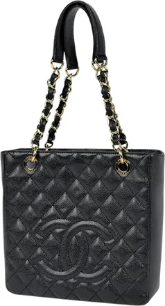 Chanel Matelasse Black Grained Calfskin Tote Bag (Pre-Owned)