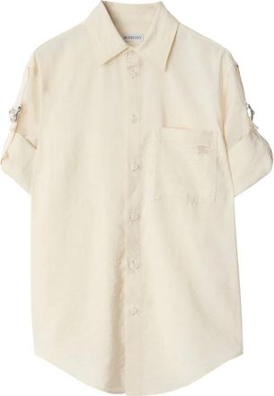 Burberry Camicia in seta con logo - Bianco