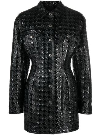 Msgm embossed-pattern faux-leather shirt jacket - Black