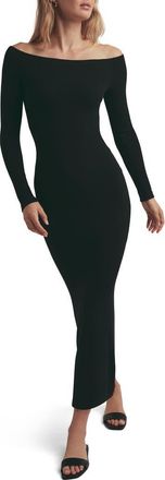 Favorite Daughter The Sara Off the Shoulder Long Sleeve Maxi Dress in Black at Nordstrom, Size Xx-Large
