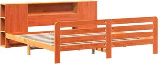 vidaXL Vidaxl - Cama Sin Colch&oacute;n Madera Maciza De Pino Marr&oacute;n Cera 200x200 Cm