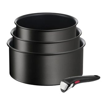 T-fal Serie De 3 Cazos De Aluminio 16/18/20cm + 1 Mango Negro - L3979202