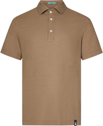 Drumohr Tops, Heren, Bruin, M, Katoen, Hazelnoot Polo Shirt met Front Placket