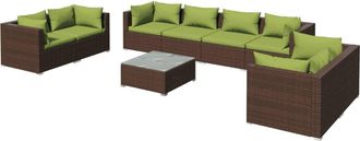 vidaXL 9 Pcs Garden Lounge Set Con Coj&iacute;n Mimbre Pe Brown