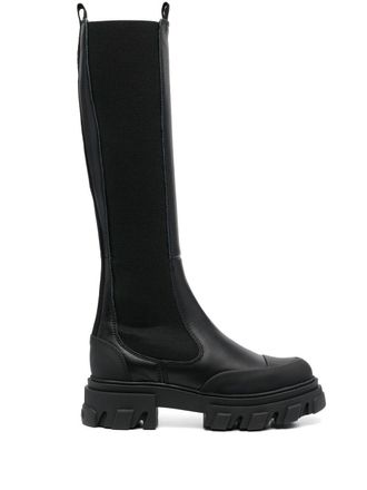 Ganni knee-high Chelsea boots - Black