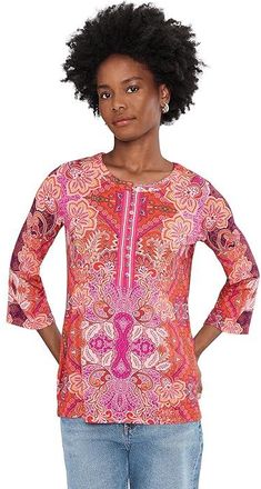 Johnny Was The Janie Favorite Button Front Henley Womens Clothing Lantana Scarf : 2XL, Rayon/Spandex