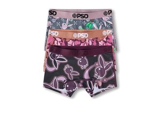 PSD Playboy Tumble Boyshorts 3-Pack Box Womens Underwear : XL, Elastane/Polyester