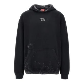Diesel Hoodies, male, Black, Size: XL Black Boxy Sweater for Women