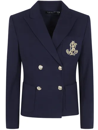 Ralph Lauren Blazer Knit Con Bottone Oro Lauren Navy