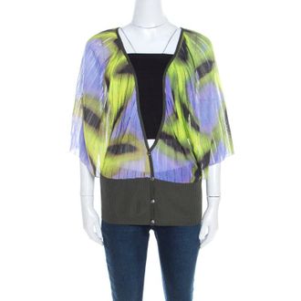 Escada Multicolor Fantasy Print Knit Kimono Sleeve Cardigan