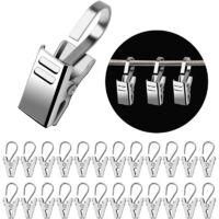 OEM Paquete De 50 Pinzas Met&aacute;licas Para Cortinas, Ganchos De Acero Inoxidable Color Plata, Ideales Para Cortinas De Ducha Y Ventanas - Crezuo