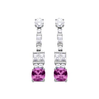 Luxenter oorbellen in 925 sterling zilver met roze zirkonia rhodiumafwerkingen - Hyru