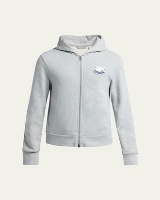 Moncler Mens Chenille-Logo Full-Zip Hoodie