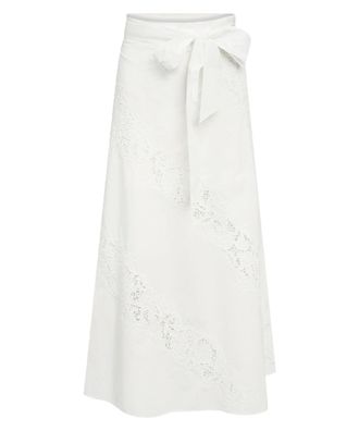 Twin-Set Midi A-line Skirt with Lace Inserts