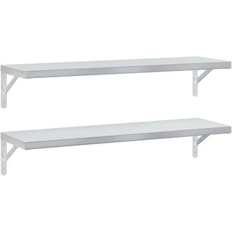 vidaXL Vidaxl - Estantes De Pared 2 Uds Acero Inoxidable Plateado 100x30 Cm