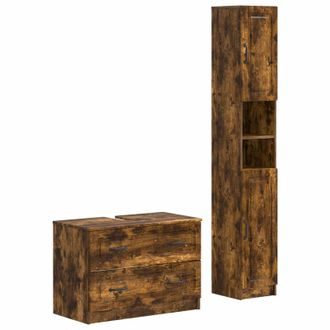 vidaXL Juego De Gabinete De Ba&ntilde;o De 2 Piezas Utrecht Roble Ahumado Vidaxl