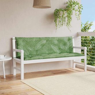 vidaXL Cojines Banco Jard&iacute;n 2 Uds Tela Estampado De Hojas 150x50x7 Cm Vidaxl