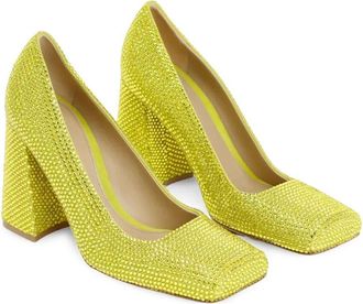 Bottega Veneta Gem-Embellished Square-Toe Leather Pump