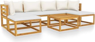 vidaXL Muebles De Jard&iacute;n 7 Pzas Cojines Crema Madera Maciza De Acacia Vidaxl