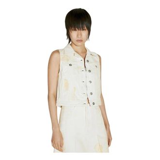 Our Legacy Jassen, Dames, Beige, S, Denim, Diurnal Flower Print Denim Vest