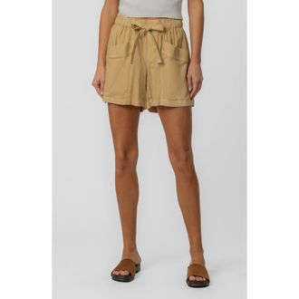 Kut from the Kloth Preston High Waist Linen Blend Shorts in Mustard Gold at Nordstrom, Size X-Large