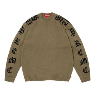 SUPREME SS26 Old English Sleeves Sweater Olive SUP-SS26-059-OLV
