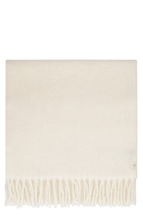 Canada Goose Womens Ivory Alpaca Scarf With Tassel Details Wool Scarfs
