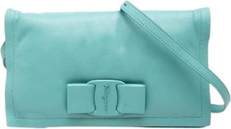 Ferragamo Pre-owned Vara Ribbon Lederen Schoudertas - Dames - Vintage Schoudertas - Blauw - ONE Size - Leer - Vintage