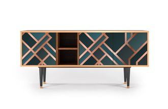 StoryZ Mueble de TV azul-verde 3 puertas L 150 cm