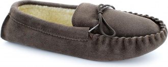 Mokkers JAKE Leather Full Moccasin Made In England Slippers - Dk.Taupe Real Suede, Mens UK 12 / EU 46