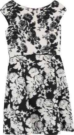 Oscar De La Renta Mini-jurk met bloemenprint van Oscar De La Renta in zwart-wit katoen