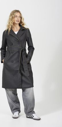 Brave Soul Womens Brown Oversized Pu Double Breasted Mac - Size 10 UK