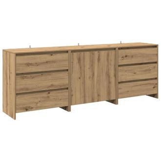 Berkfield Home 3 Piece Sideboard Artisan Oak Engineered Wood in Brown
