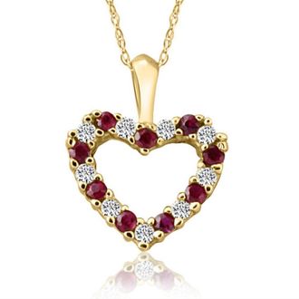 Pompeii3 1/2Ct Ruby & Diamond Heart Pendant in White, Yellow, or Rose Gold
