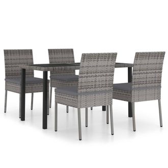 vidaXL Vidaxl - Juego De Comedor Para Jard&iacute;n 5 Piezas Rat&aacute;n Sint&eacute;tico Gris