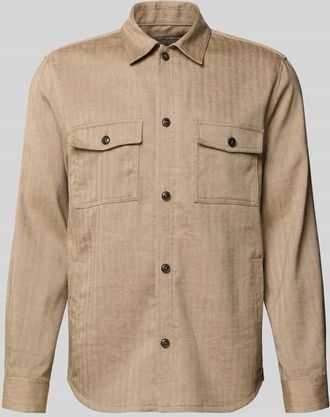 Tiger Of Sweden Regular Fit Hemdjacke mit Eingrifftaschen in Beige, Gr&ouml;&szlig;e XL