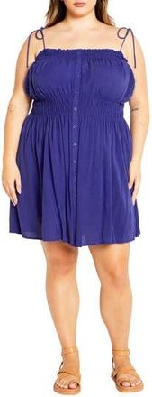 City Chic Lyla Tie Strap Fit & Flare Sundress in Ocean at Nordstrom Rack, Size Xxl/24W