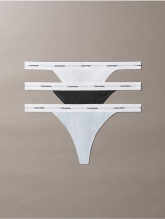 Calvin Klein Womens Cotton Stretch Rib 3-Pack String Thong - Multi - XL