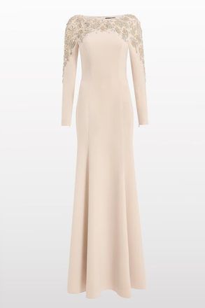 Jenny Packham Kelly Embellished Long-Sleeve Maxi Dress in Moonstone at Nordstrom, Size 16 Uk