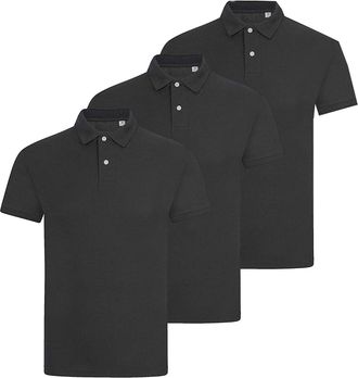Generic Pack of 3 Mens Polo Shirt Short Sleeve Plain Pique Top Designer Tshirt Tee (Black, M)
