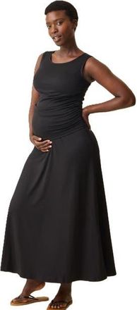 Kindred Bravely Drop-Waist Maternity & Nursing Maxi Dress in Black at Nordstrom, Size X-Large