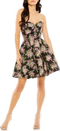 Mac Duggal Strapless Brocade Mini Dress in Black Multi at Nordstrom, Size 2